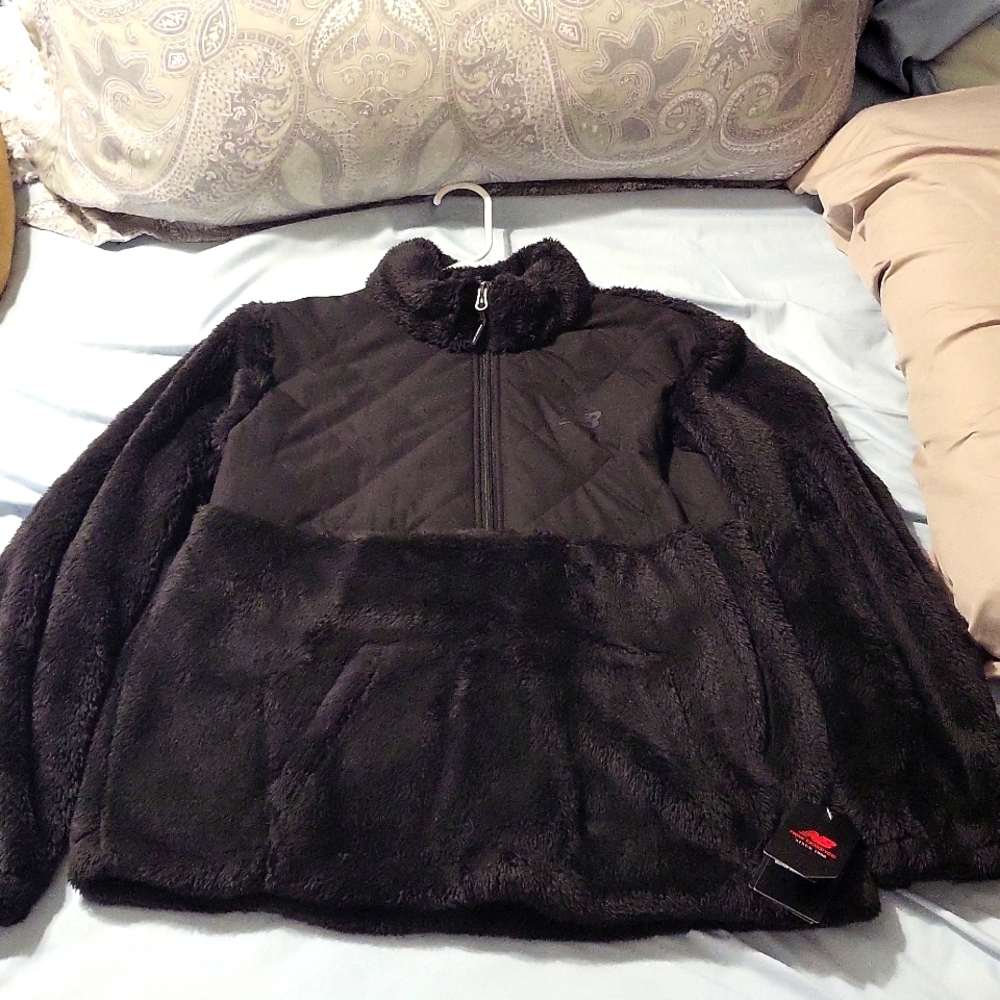 NWT new balance black sherpa jacket quarter zip